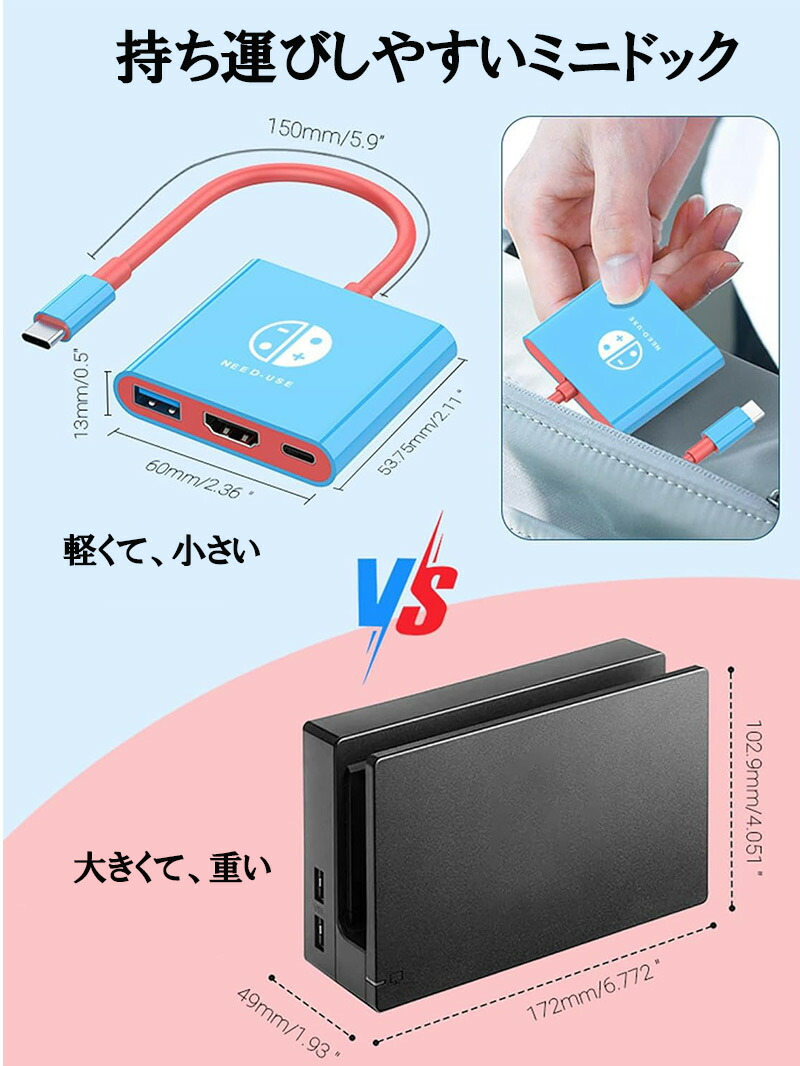 楽天市場】【P10倍 2/25限定 お見逃しなく！】Switch ドック 小型