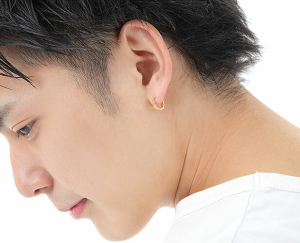 楽天市場】メンズ ピアス メンズピアス K18 18K 18金 YG 片耳 フープ