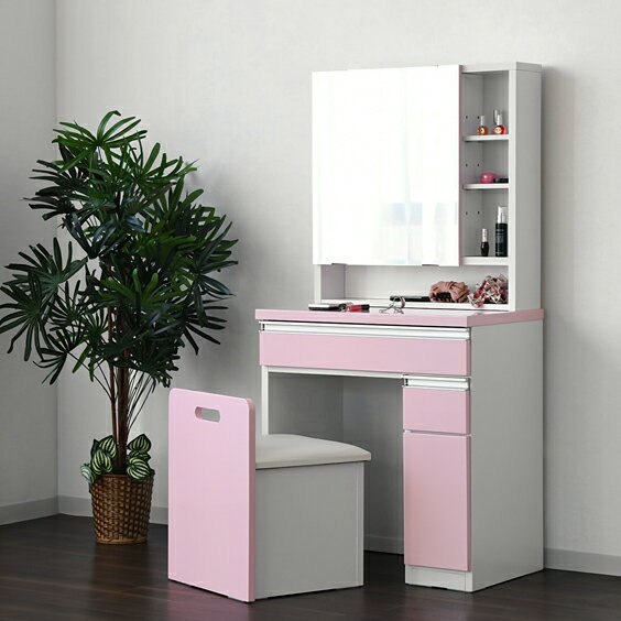 楽天市場】ドレッサー 一面鏡 収納付き 椅子付き モダン ホワイト