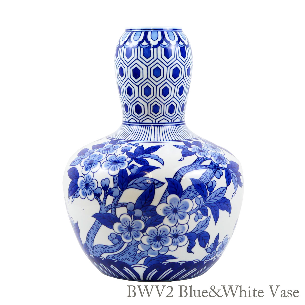 楽天市場】飾り壺 シノワズリ Blue & White 幾何学模様 梅花 青白陶器