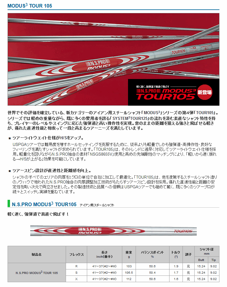 楽天市場】日本シャフト N.S.Pro モーダス3 ツアー 105 スチール