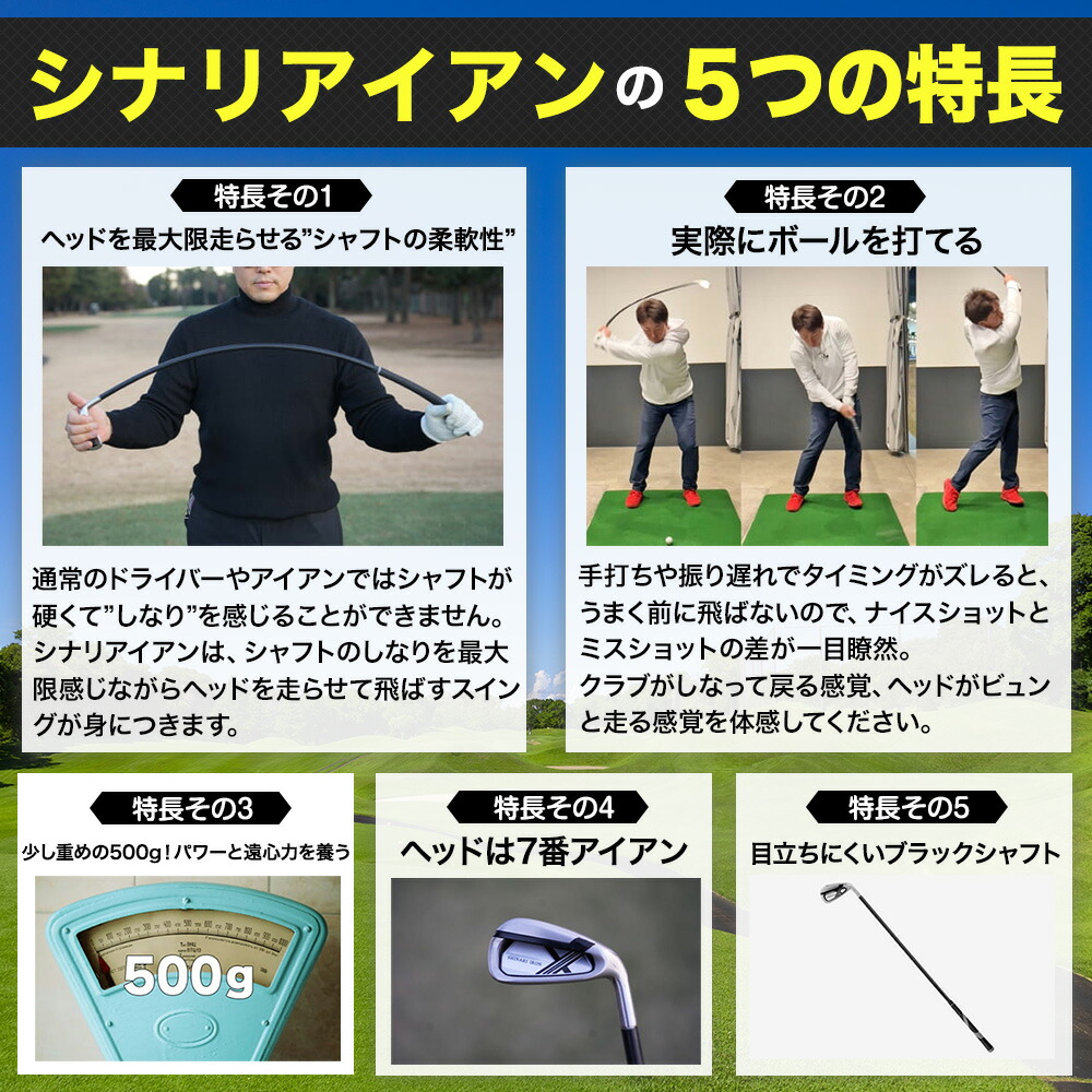 楽天市場】シナリアイアン ゴルフ 練習器具 スイング練習 柔らかい