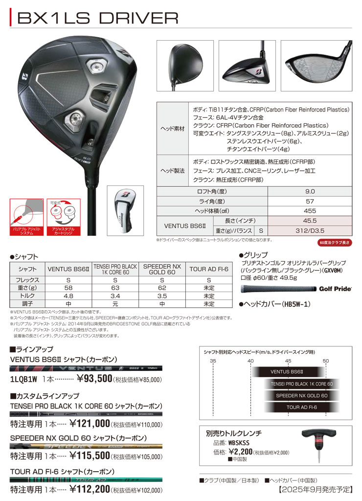 楽天市場】ブリヂストン BX1 LS ドライバー フジクラ SPEEDER NX GOLD