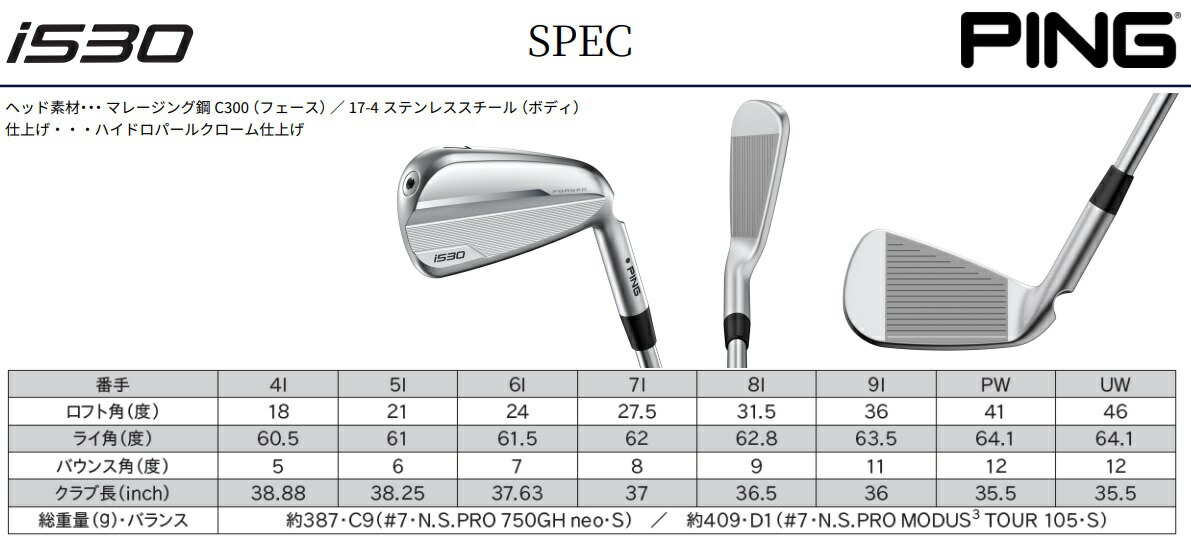 楽天市場】ピン PING i530 アイアン5本セット（#6〜9.PW） NS.PRO