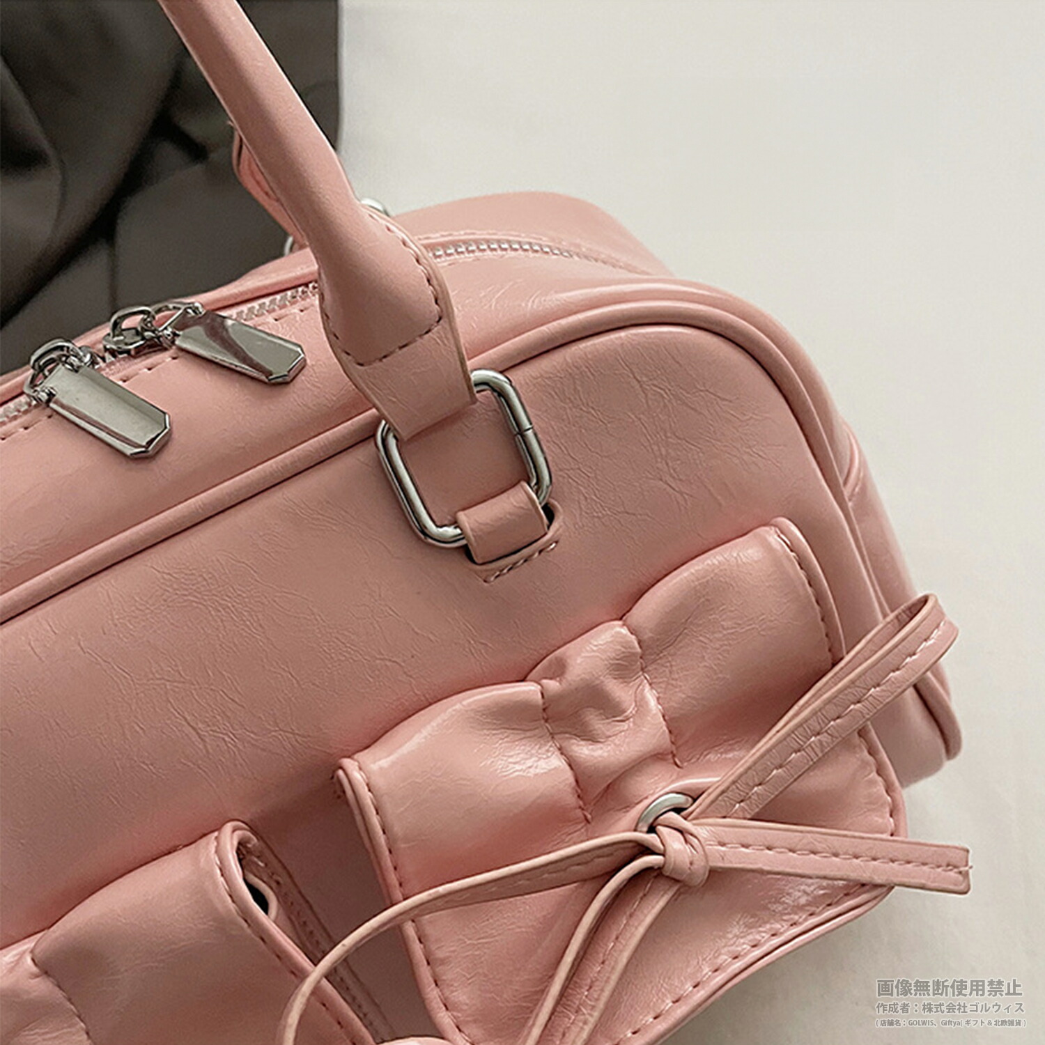 楽天市場】リボン付き エナメル ミニボストン ショルダー バッグ