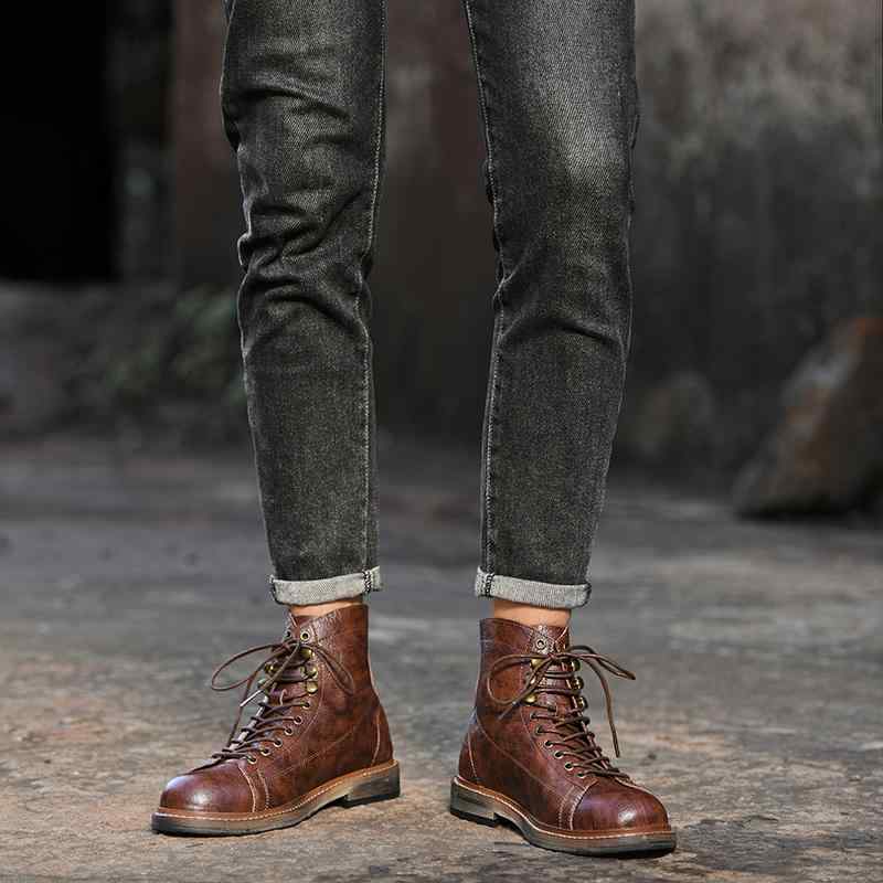 楽天市場】メンズ シューズ ワークブーツ レトロ 革 レースアップ