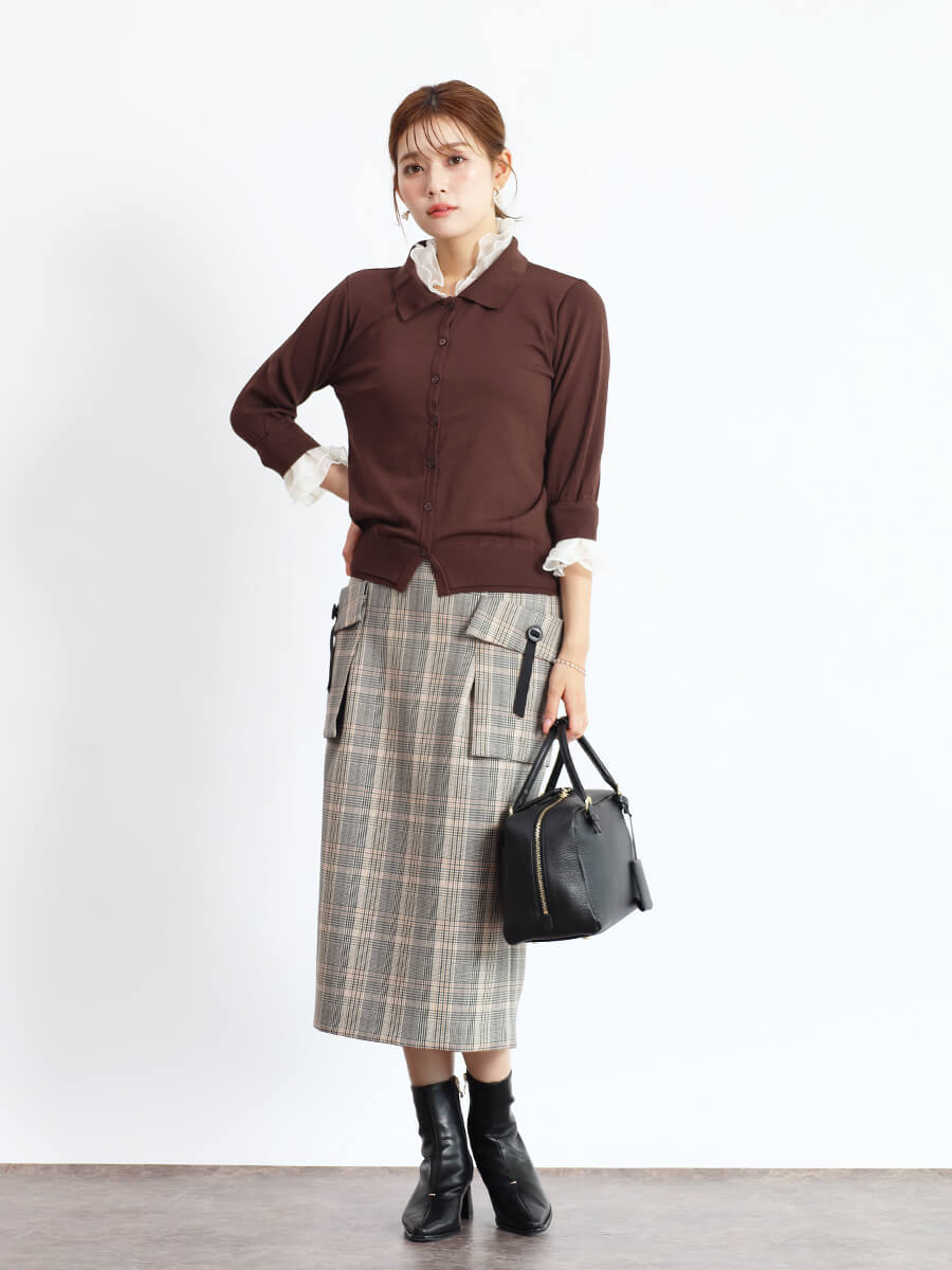 楽天市場】FENNEL フェンネル フリル付きポロ襟カーディガン トップス