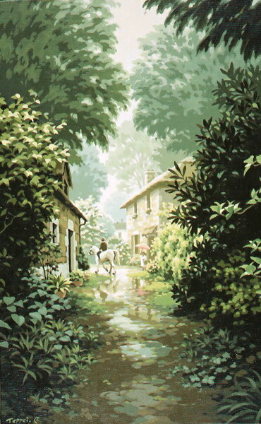 楽天市場】笹倉鉄平 「ポンタヴェンの朝」 2003年 シルクスクリーン 額