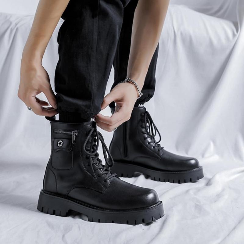 楽天市場】[FANGLI] サイドジップブーツ メンズ 編み上げ ショート