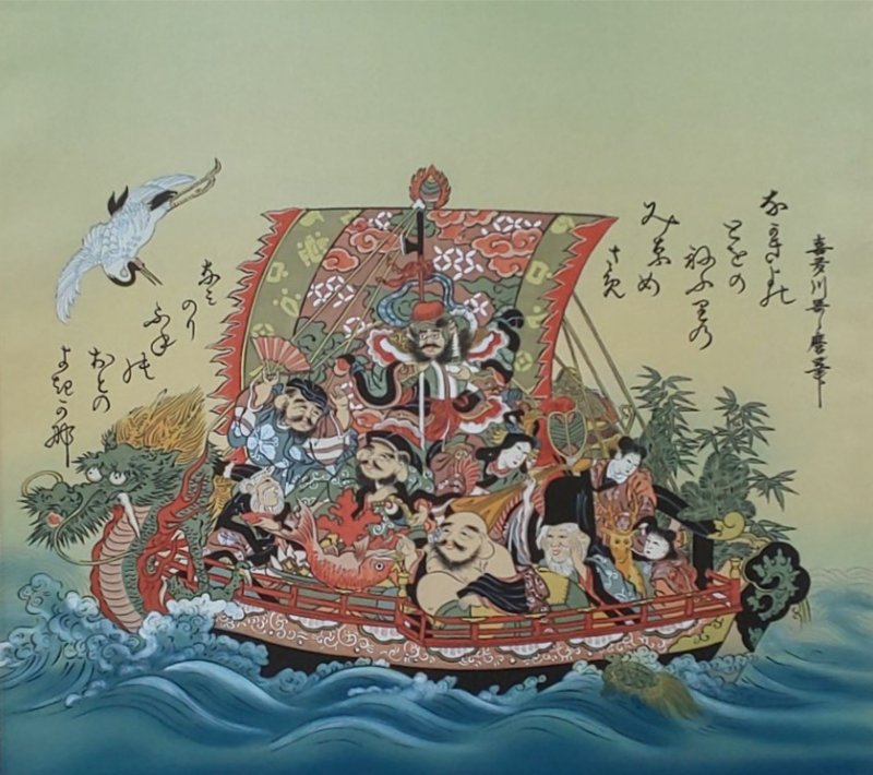 栗渓/盆踊り図/金魚図/双幅/夏の掛軸/掛軸☆宝船☆AH-766 栗渓/盆踊り