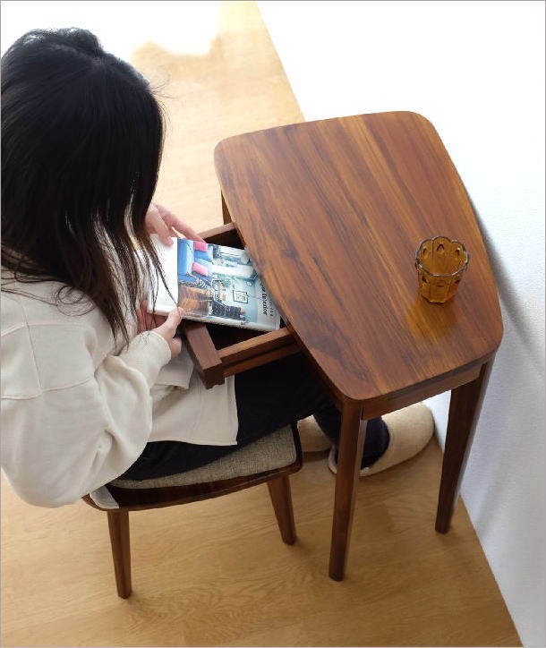 楽天市場】チーク無垢材 デスク 机 木製 コンパクト 小さめ スリム 省