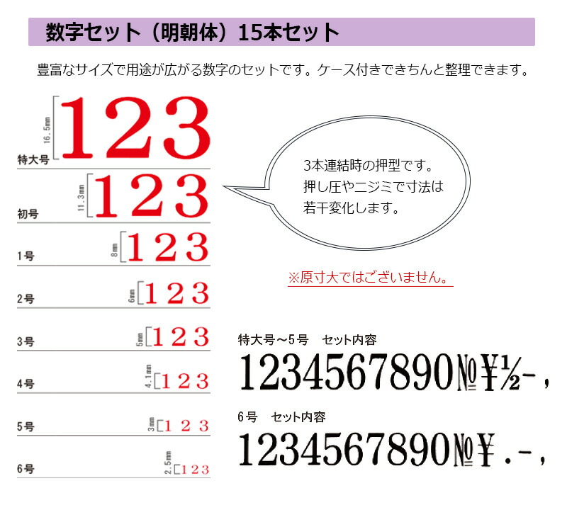 楽天市場】【サンビー】エンドレススタンプ 数字セット（明朝体）15本