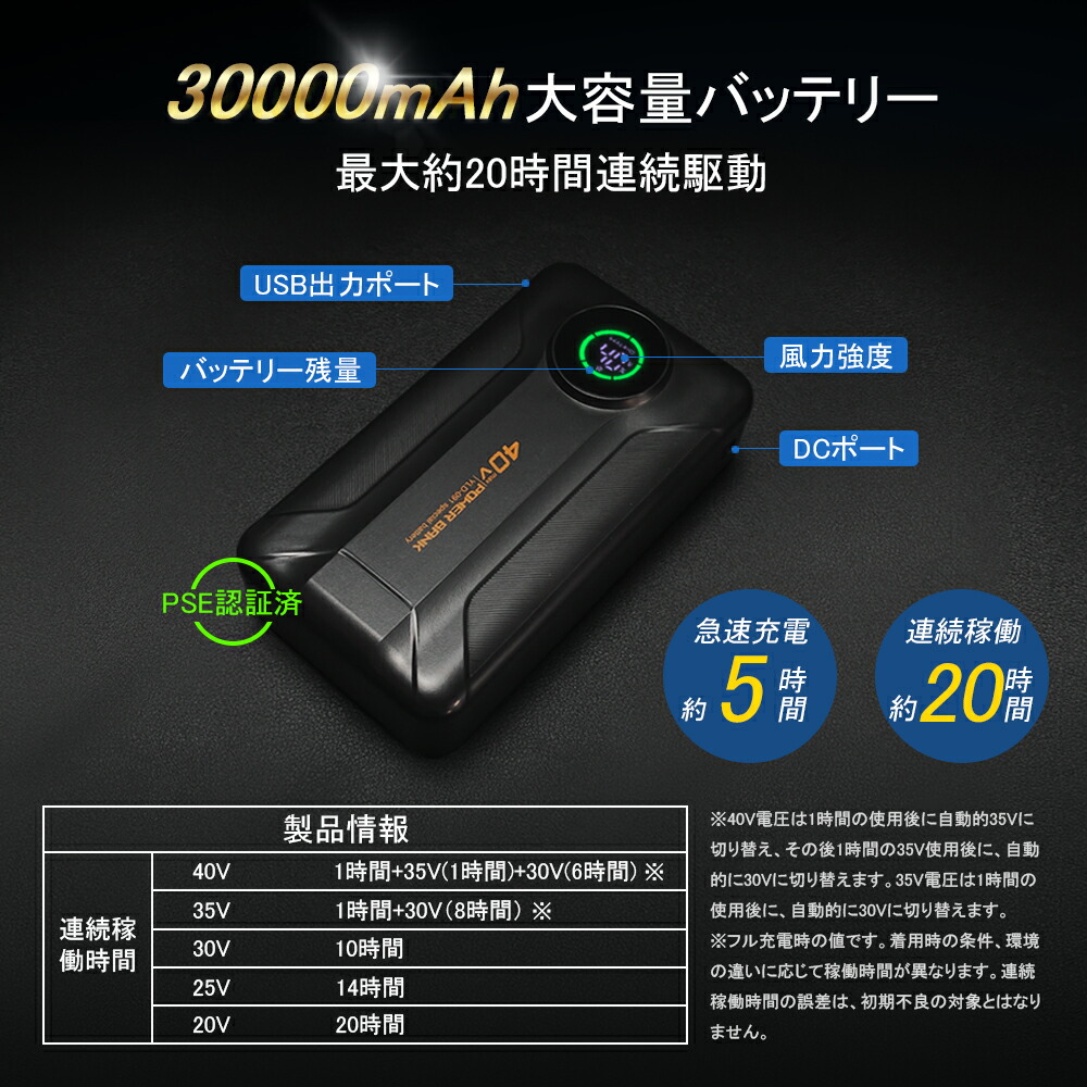 楽天市場】[即日出荷]空調作業服用 ファンバッテリーセット ファン付き