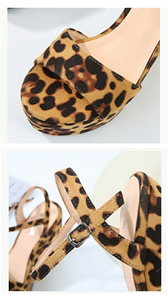 楽天市場】厚底 サンダル ヒョウ柄 レオパード柄 ウェッジソール 10