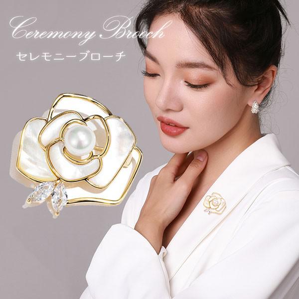 楽天市場】ブローチ 人工パール 箱付き ゴージャス お花 椿つばき