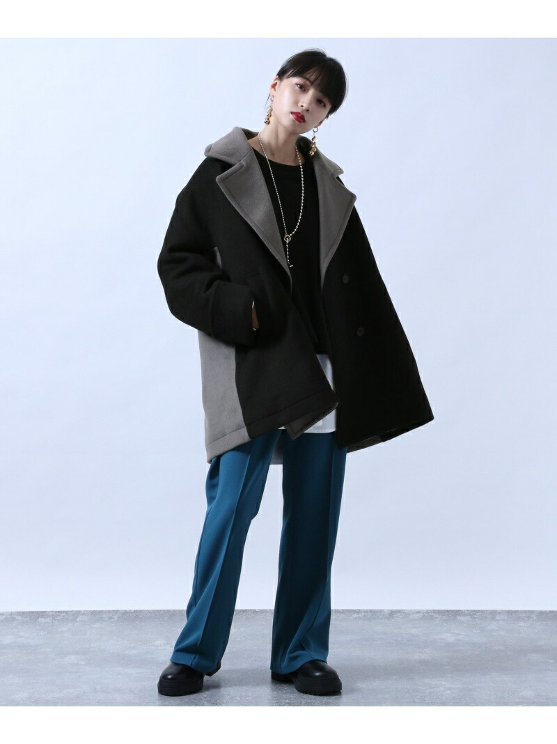 楽天市場】(W)バイカラーPコート HARE ハレ ジャケット・アウター