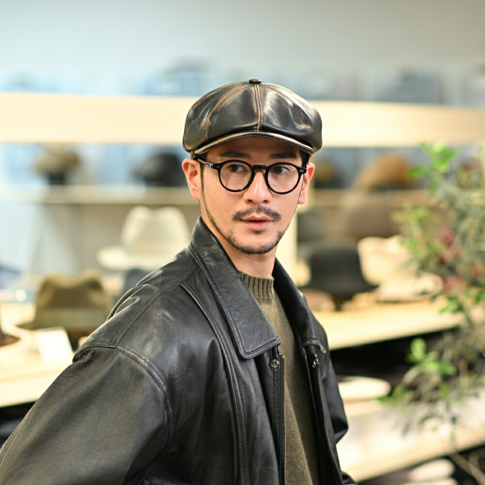 楽天市場】MARONE レザーキャスケット帽 本革 メンズ 秋 冬 帽子