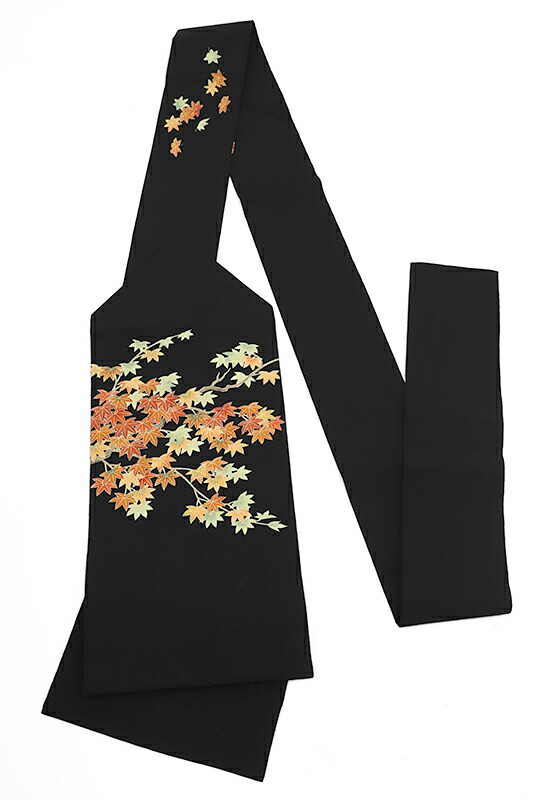 楽天市場】秀美 名古屋帯 十日町友禅 正絹 黒地 紅葉 もみじ 浜