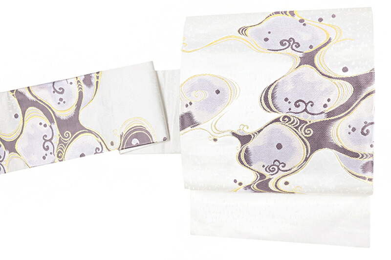 楽天市場】山口美術織物 九寸名古屋帯 唐織 琳派切金流水文 流水 波 白