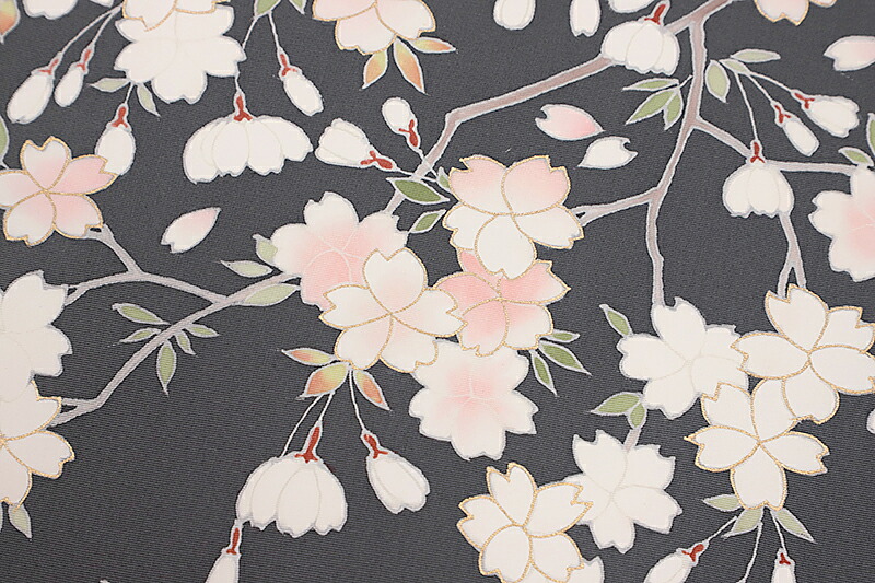 楽天市場】名古屋帯 絹菱 友禅染 正絹 グレー 桜 最駒塩瀬 五泉 新品