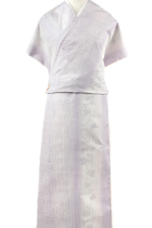 楽天市場】結城紬 紬 結城織物 正絹 紫 薄紫 白 麻の葉 唐草 立涌 絣