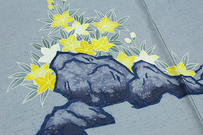 楽天市場】本場 結城紬 訪問着 正絹 着物 青 水色 花 鉄線 流水 岩