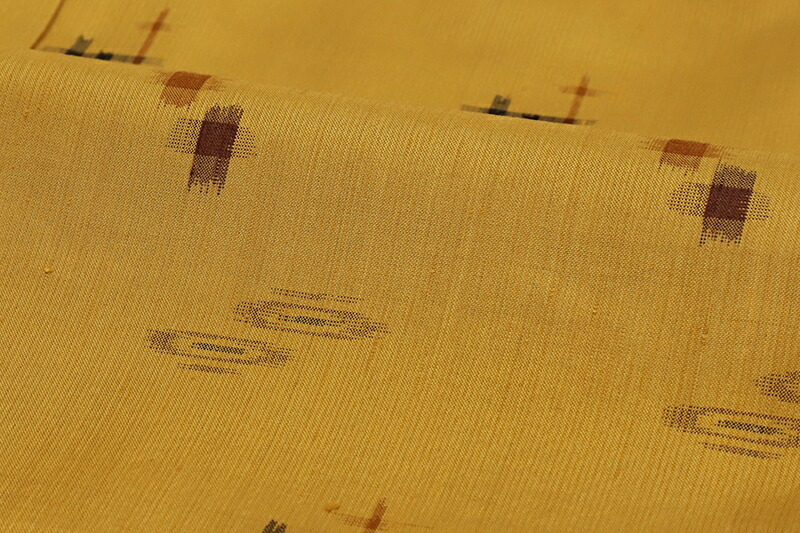 楽天市場】【 中古 】 米沢紬 正絹 着物 黄色 黄土色 茶 絣 仕立て