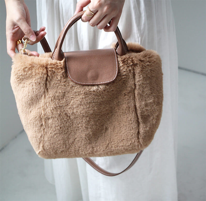 HAYNI ねこのバッグ ベージュ グレー ファー KEROよん 楽天市場】2way