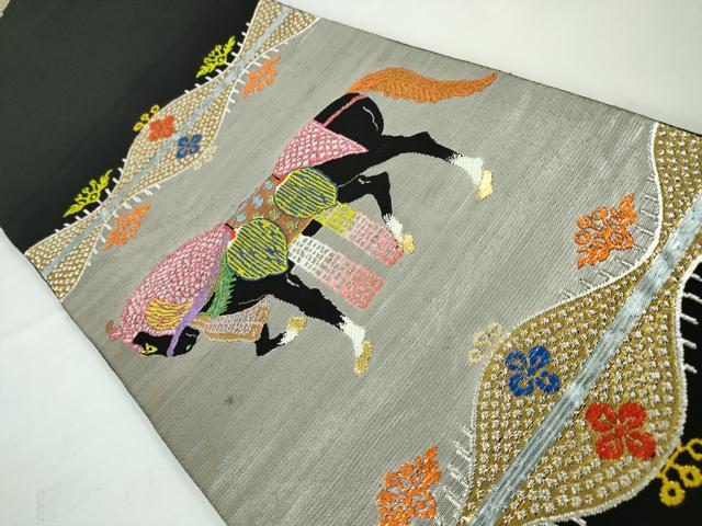 楽天市場】平和屋本店□極上 龍村平蔵製 本袋帯 天竺祭馬錦 黒地 金