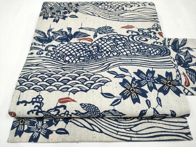 楽天市場】平和屋本店□極上 浦野理一 型染め 経節紬 九寸名古屋帯