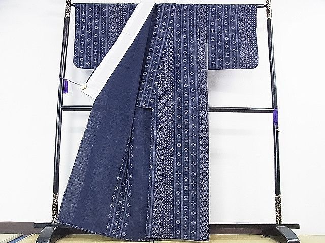 楽天市場】平和屋本店□極上 久留米絣 単衣 綿 麻の葉 七宝 花間道