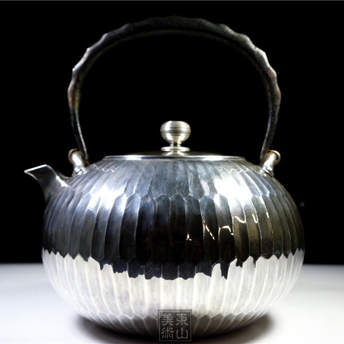 楽天市場】純銀細工 手作り 銀瓶 銀湯沸 純銀保証 重さ約417g 高さ約