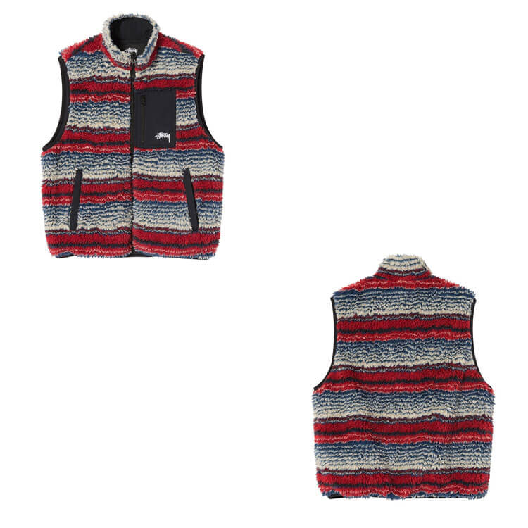 楽天市場】ステューシー STUSSY フリース ベスト Striped Sherpa Vest