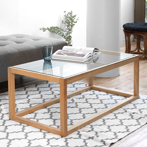 楽天市場】センターテーブル ローテーブル 木製 ガラス 幅110cm 奥行