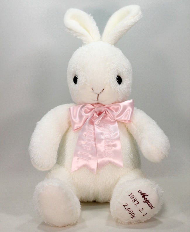 楽天市場】白うさぎ ウェイトドール 1体 ピンクのリボン付き