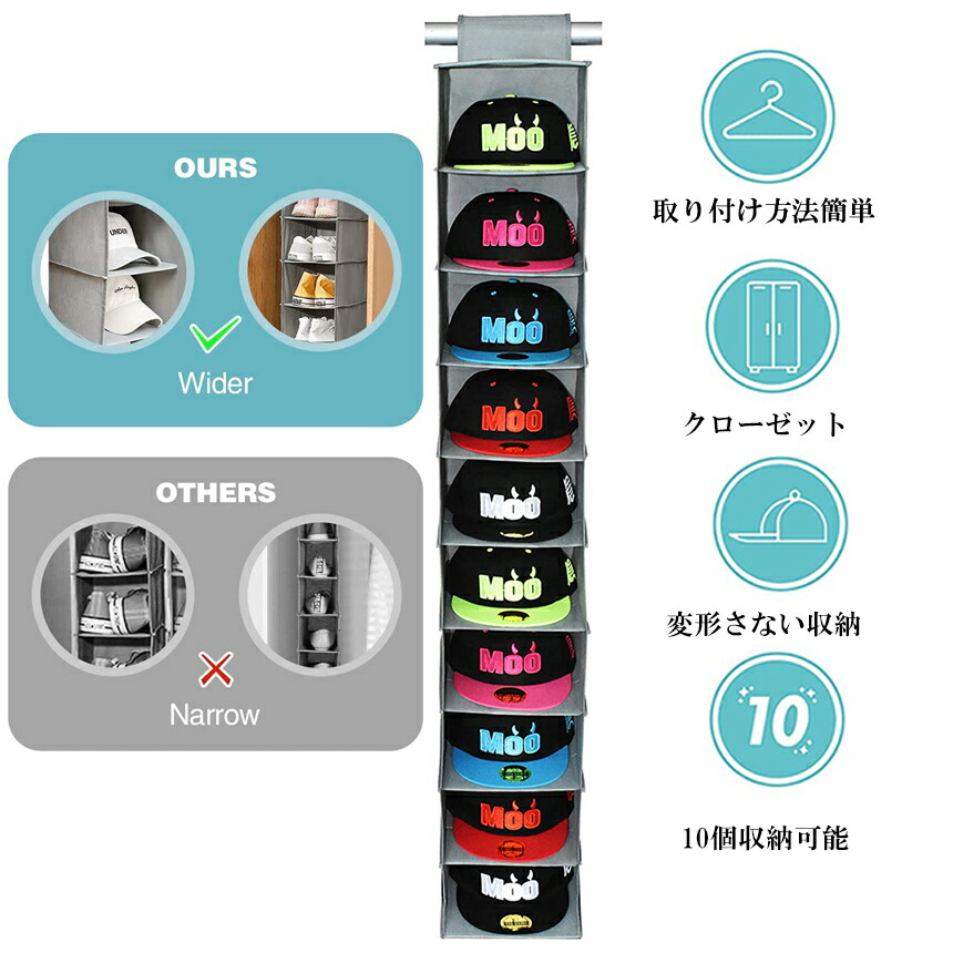 楽天市場】帽子 帽子収納 キャップ 収納ケース 2個セット 収納吊り下げ