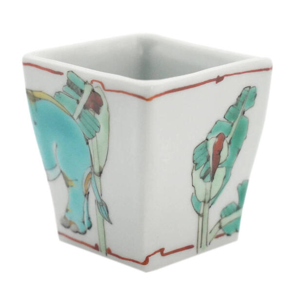 ラスト 値引 出品期限 4/30迄 九谷焼 花器 ”象の図” 山近 泰：作