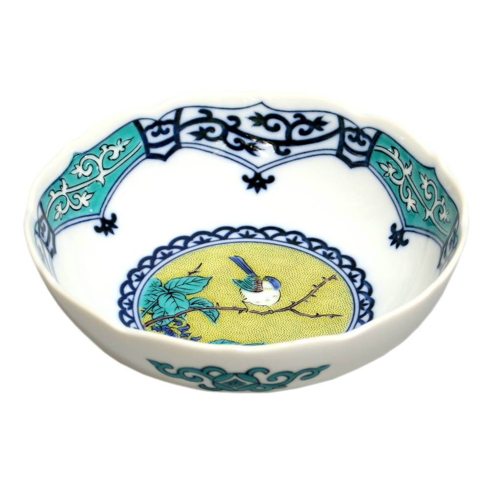 楽天市場】九谷焼 青風窯4.7号鉢 染付間取吉田屋風花鳥SH-05-P : 九谷