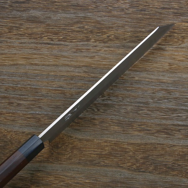 楽天市場】重勝 切付柳刃包丁 片刃 240mm 白紙鋼 鋼付 積層鋼 八角紫檀