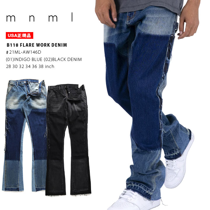 楽天市場】mnml デニム ジーンズ メンズ 春夏秋冬用 インディゴ/黒