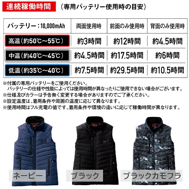 楽天市場】電熱ベスト SS-LL ネービー/ブラック/ブラックカモフラ
