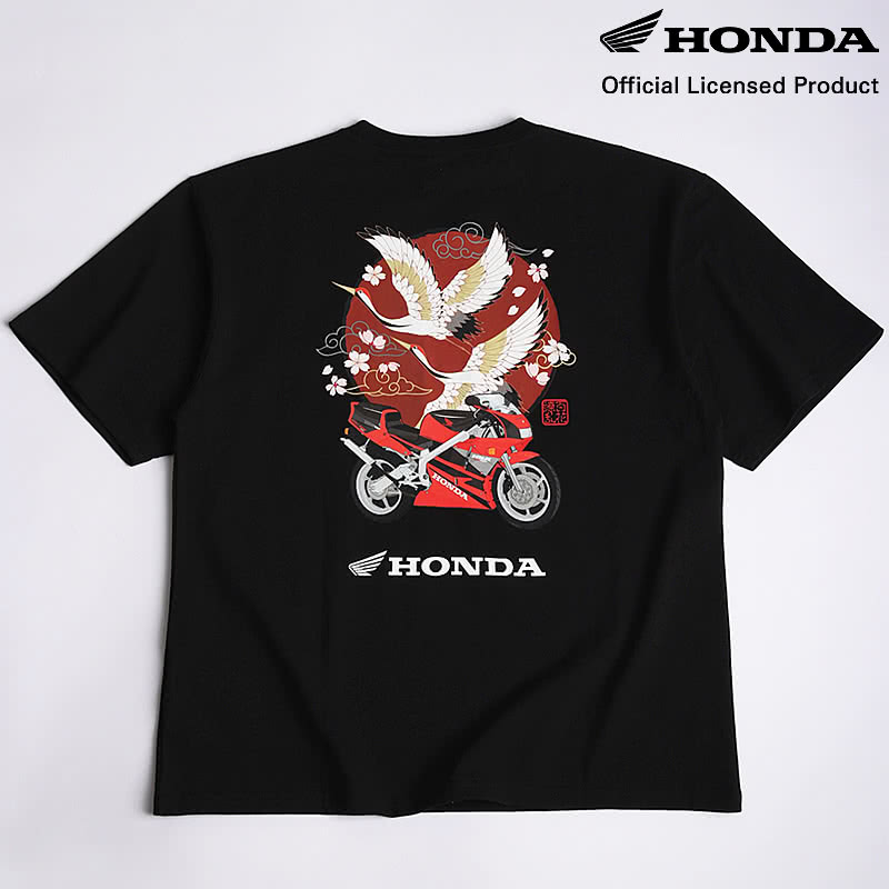 楽天市場】HONDA×百花繚乱 半袖 バイク Tシャツ 鶴 NSR ブラック 綿100