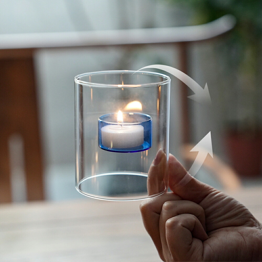 楽天市場】IwaiLoft 浮かぶ光 ガラスキャンドルホルダー 透明感のある