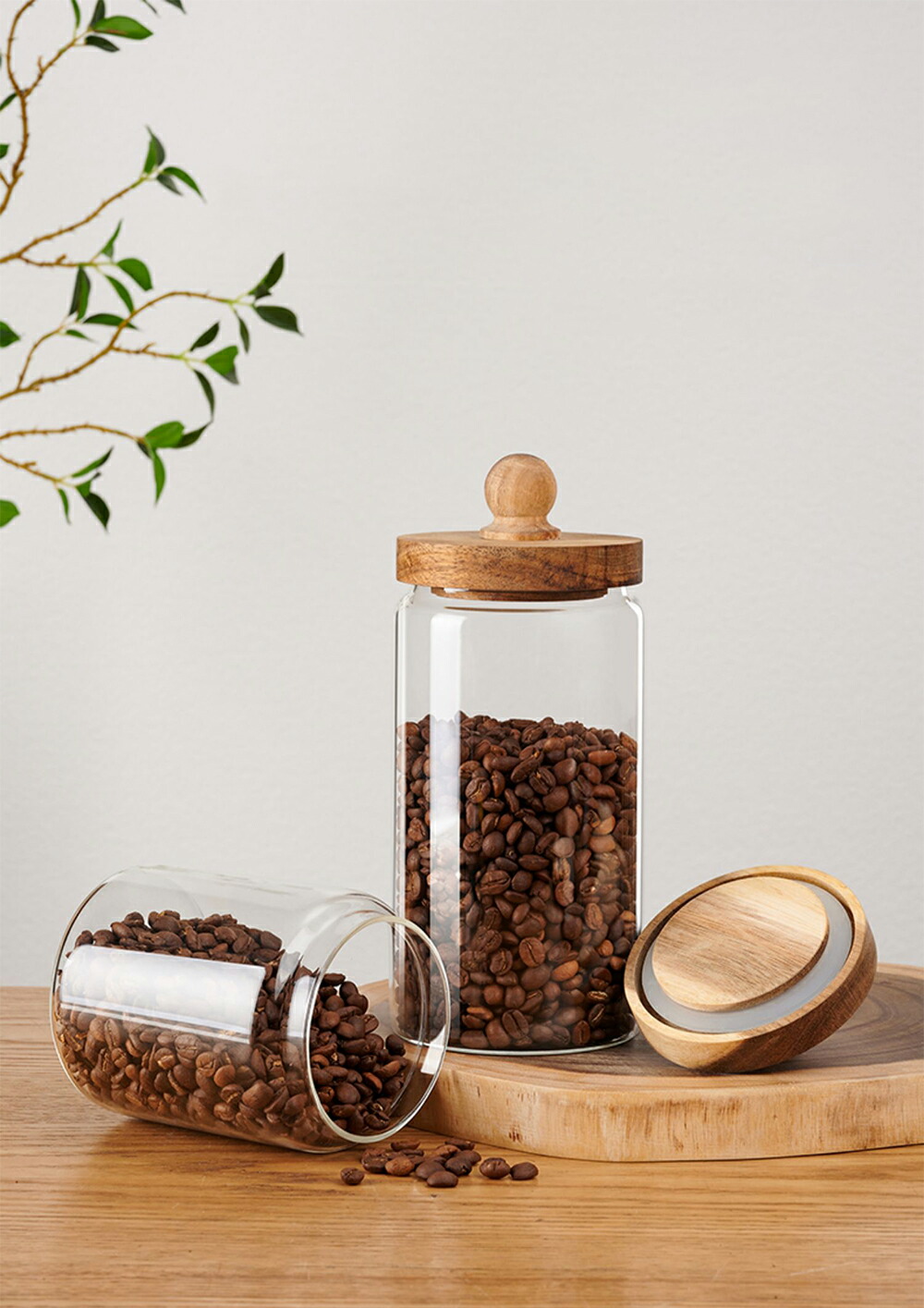 楽天市場】天然木の蓋 ガラスキャニスター 珈琲キャニスター 耐熱
