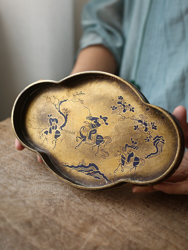 楽天市場】狩猟祥雲図 銅のトレー トレー トレイ 銅盛器 アンティーク