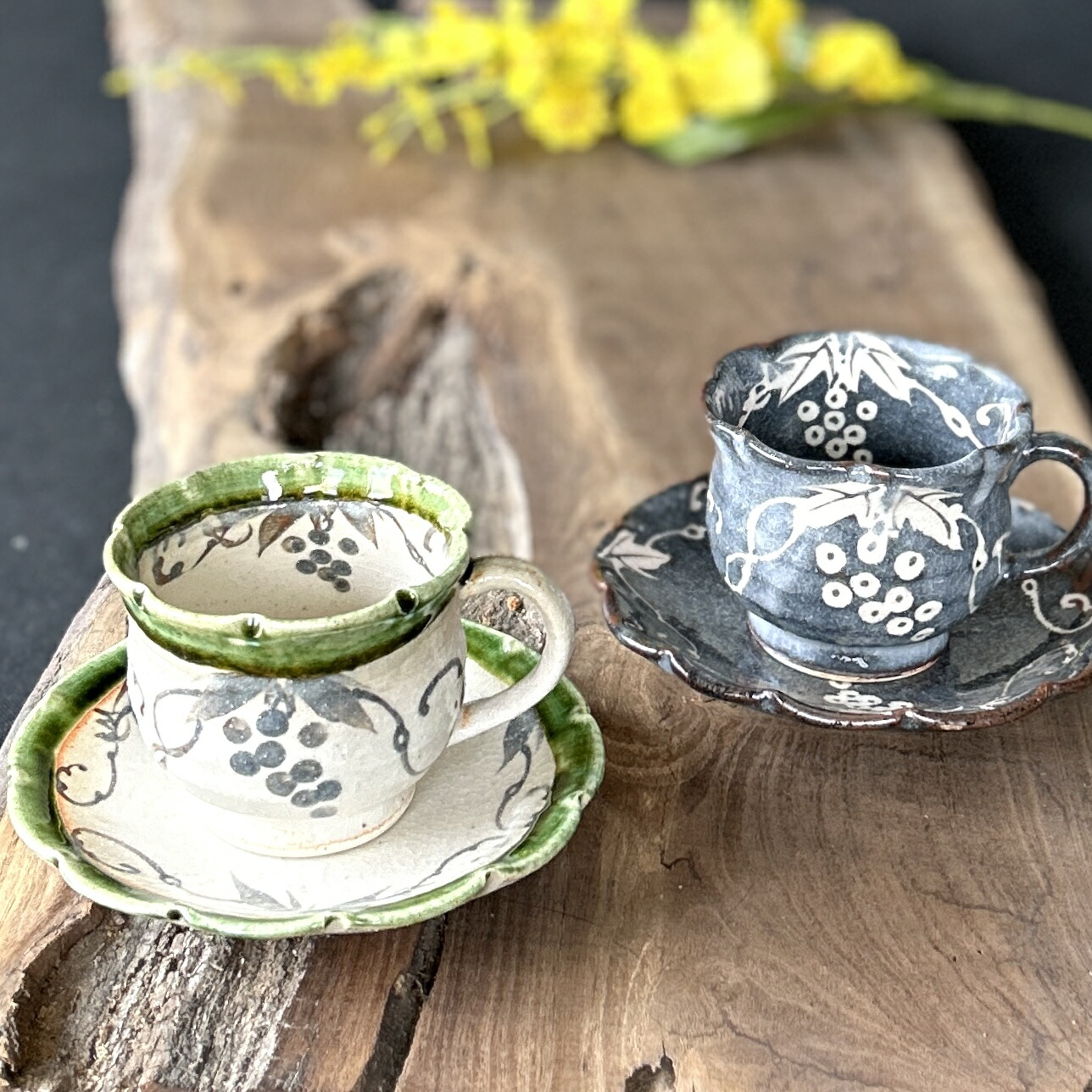 楽天市場】【ラッピング無料】玉山窯 手描き 珈琲碗皿 美濃焼き 葡萄紋