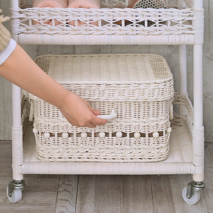 楽天市場】ランドリーワゴン 3段 単品 キャスター おしゃれ ラタン 白