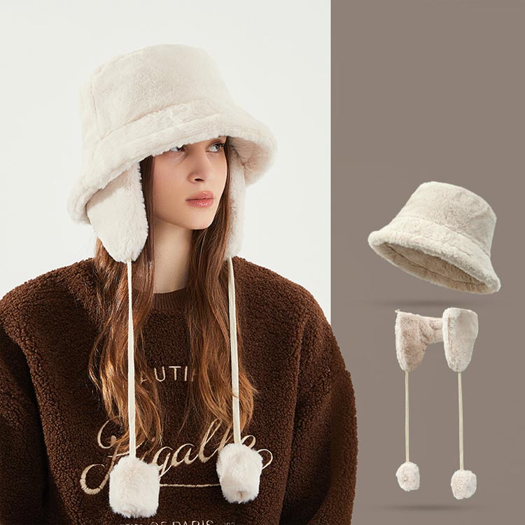 楽天市場】防寒 秋冬 2WAY 耳当て ボア 帽子 裏起毛 ファーバケット