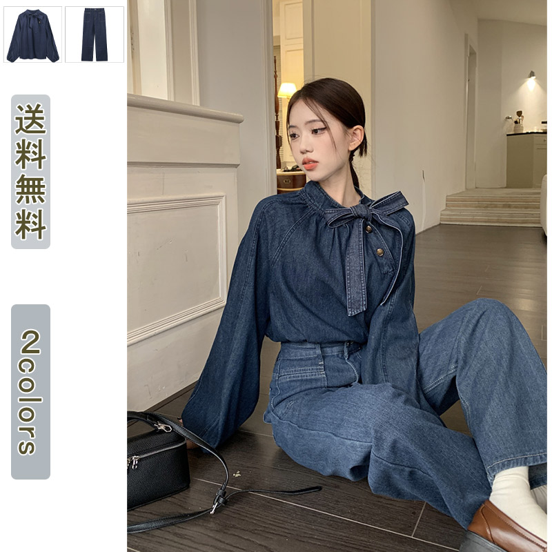 楽天市場】【予約品】デニムシャツ デニムパンツ クルーネック 長袖