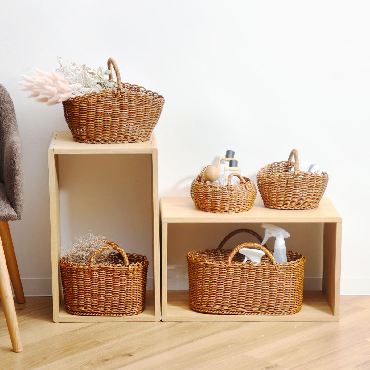 楽天市場】ユティル オーバルワンハンドルバスケットL 洗える かご